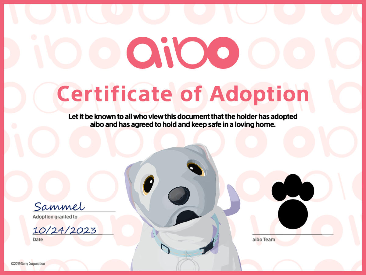 adoption certificate edit (base model from myAibo)